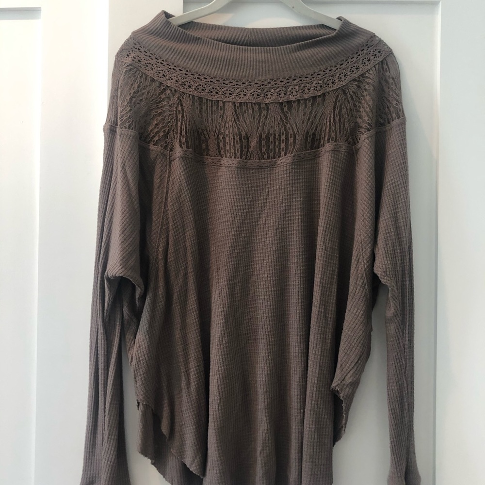 Free People Waffle Lace Sweater